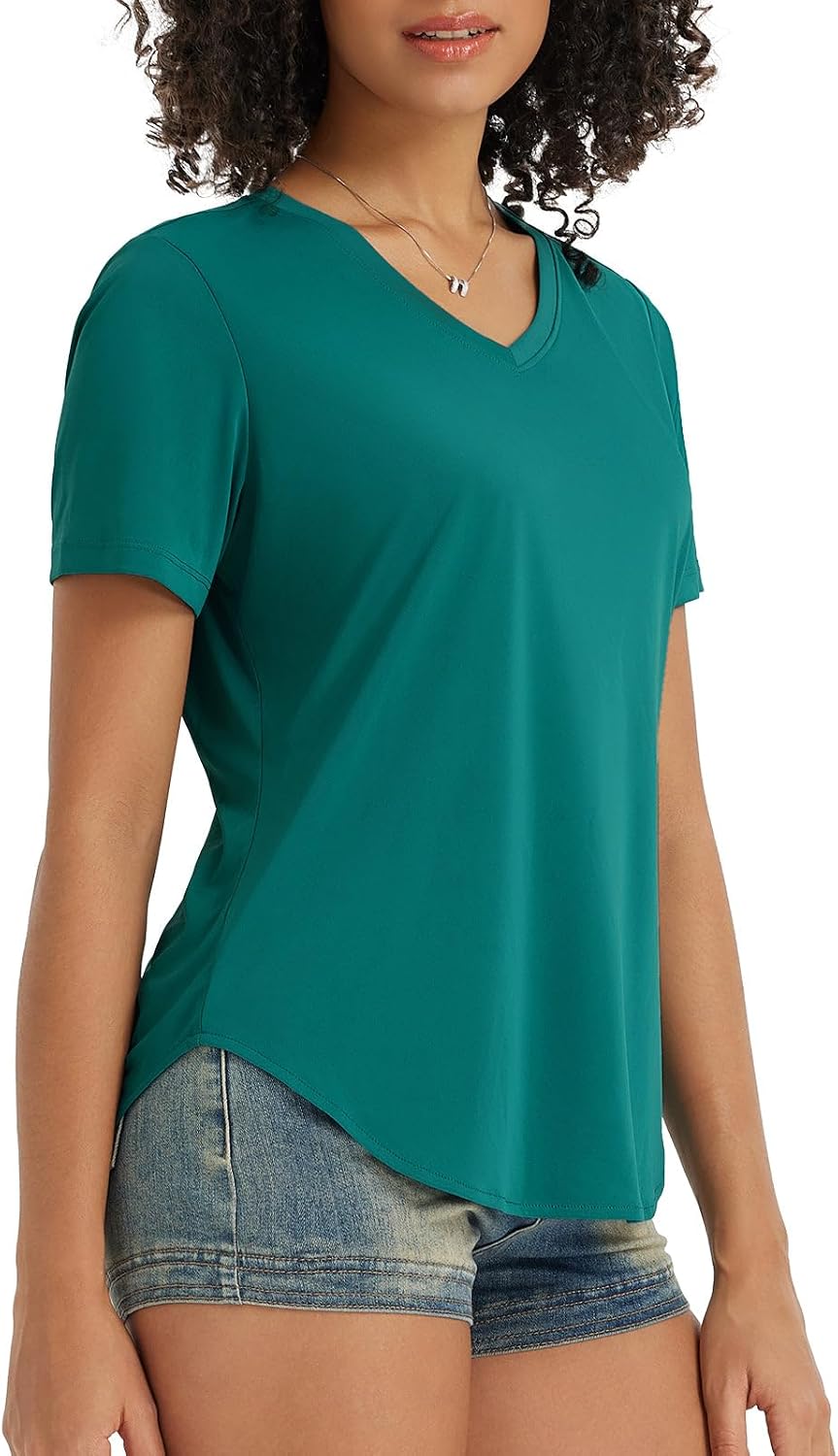 Women's Sun Shirt Workout Athletic Tops V Neck