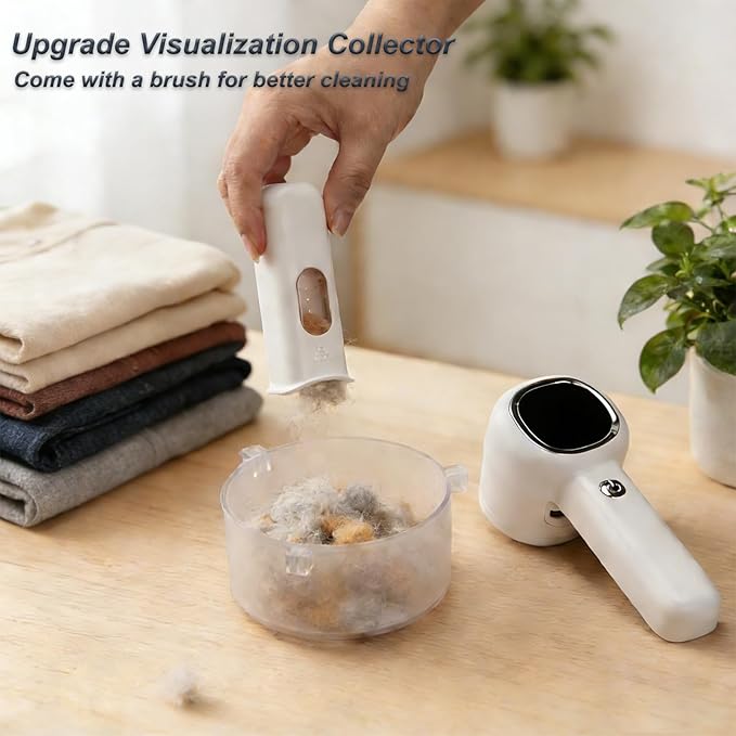 Fabric Shaver Lint Remover Rechargeable with Digital Display，3-Speeds Sweater Shaver to Remove Pilling Defuzzer Fabric Shaver for Clothes, Couch, Curtain, Blanket,Furniture, White