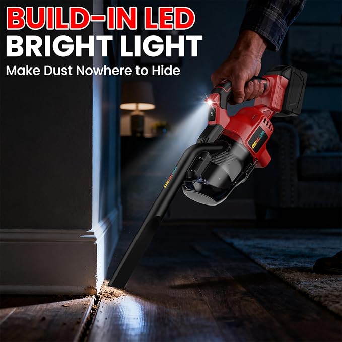 Cordless Vacuum for Miwaukee Battery, 5 in 1 Lightweight Handheld Vacuum Cleaner with 500W Powerful Motor, 46 CFM Portable Hand Vacuum with Filtration HEPA for Floor, Carpet(Battery Not Included)