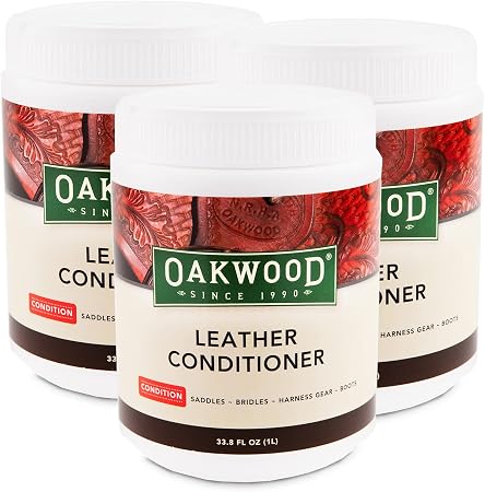 OAKWOOD Leather Conditioner (1L) - CASE of 3 - Hydrates Leather Saddles, Bridles, Tack, Boots and Harness Gear