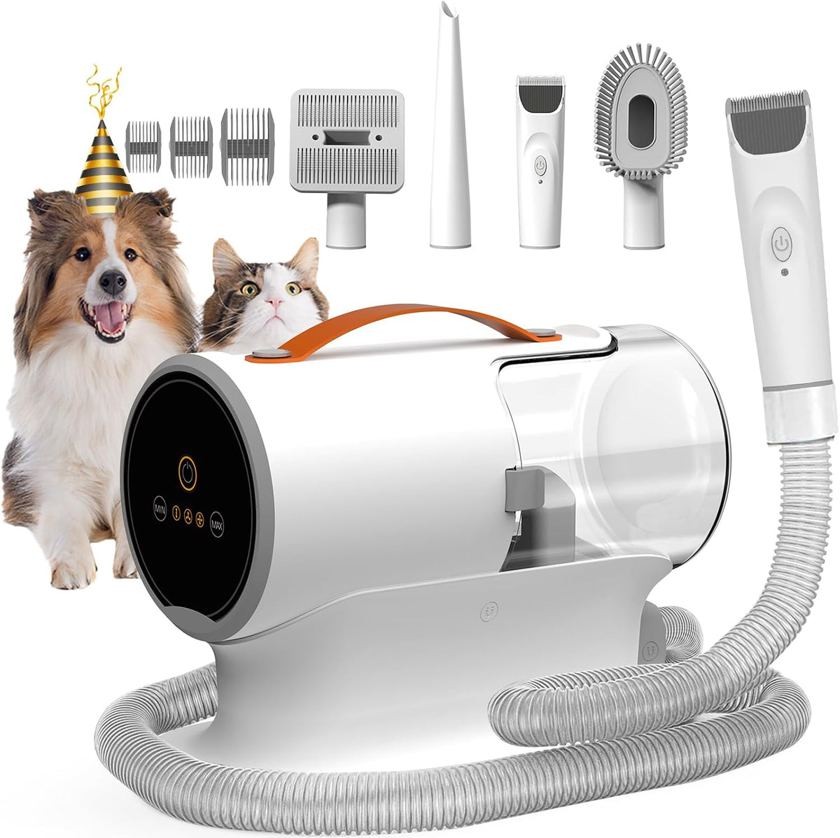 Dog Grooming Vacuum Kit with Clippers, 12000Pa Strong Suction, 2L Large Dust Cup, Low Noise <50dB, 5-in-1 Pet Hair Trimmer for Dogs Cats Shedding & Home Grooming