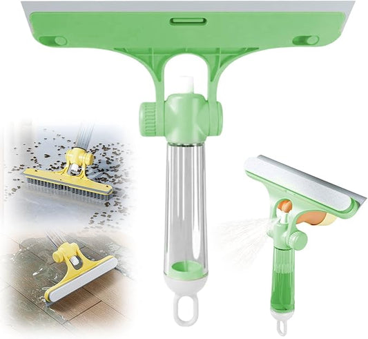 3 in 1 Window Cleaning Scraper, 2025 New All-Purpose Cleaner Spray Squeegee for Car Home Kitchen Window,3 in 1 Spray Window Squeegee Cleaner Scraper (Green)