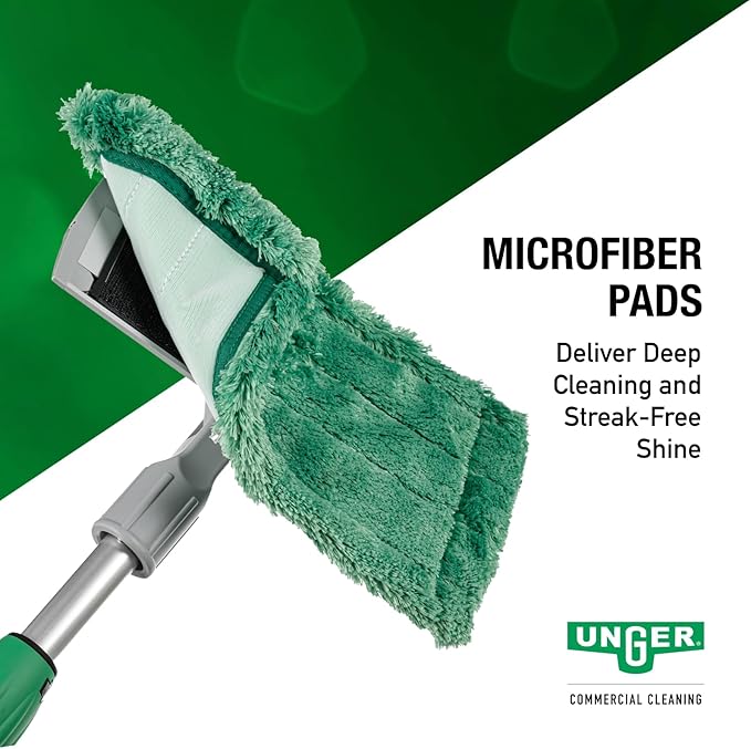 Unger Commercial SpeedClean Window Cleaning Kit – Complete Set with Telescopic Pole, Washing Pad for Streak-Free Windows and Glass