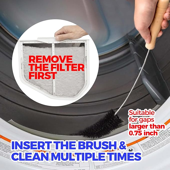 Holikme 3 Pack Dryer Vent Cleaner Kit Clothes Dryer Lint Brush Vent Trap Cleaner Home Essentials Crevice Gap Cleaning Tool Brush