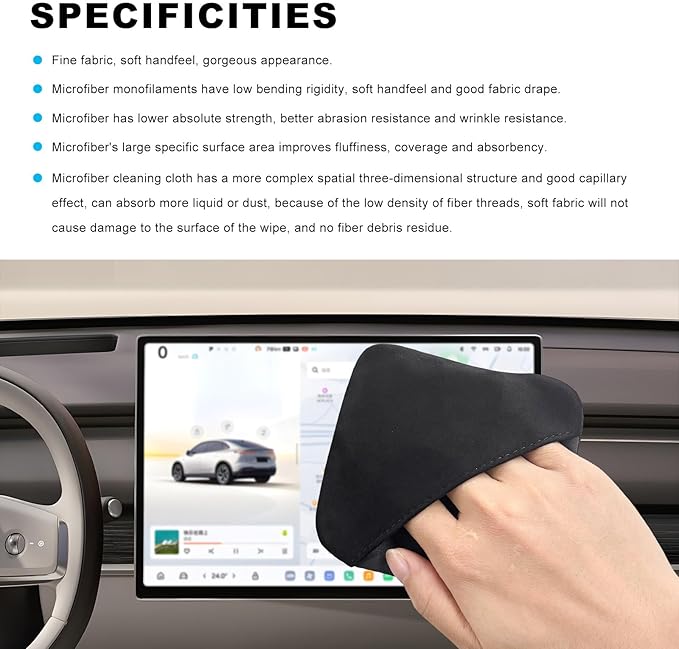 Ohleats Car Screen Cleaner, Microfiber Auto Screen Cleaning Pad, Foldable Touch Screen Cleaner Cloth for Vehicle Dashboard LCD Display, Interior Car Accessories (Square+Round)