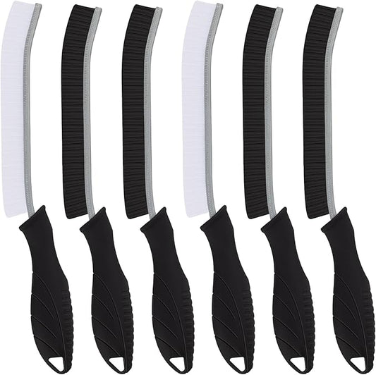 TQRR Hard Bristle Crevice Cleaning Brush-Thin Gap Scrub Brush, Small Cleaning Brush, Grout Brush, Kitchen Brush, Cleaning Tools for Toilet, Bathroom, Sink, Home, Household, Window (6, Black)