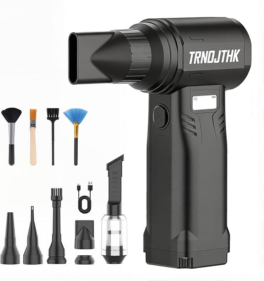 Electric Air Duster, 150000RPM Powerful Cordless Blower with Vacuum, 10-Gear Rechargeable Cleaner for Computer, Keyboard, Car Vent and Camera Gears