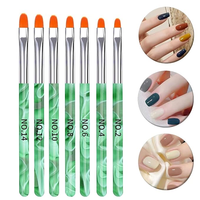19Pcs Green Nail Art Brush Set, Nail Brushes Kit with Acrylic Nail Brush, Gel Polish Brushes, Dotting Tools, Nail Dust Brush, Manicure Tool for Acrylic Powder Application, Sculpting & Cleaning