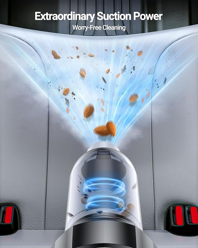 SEALIGHT Car Vacuum Portable Cordless, 21000pa High Power Handheld Car Vacuum, Two Batteries Long Endurance, 18v/120w Portable Vacuum Cleaner for Car & Home