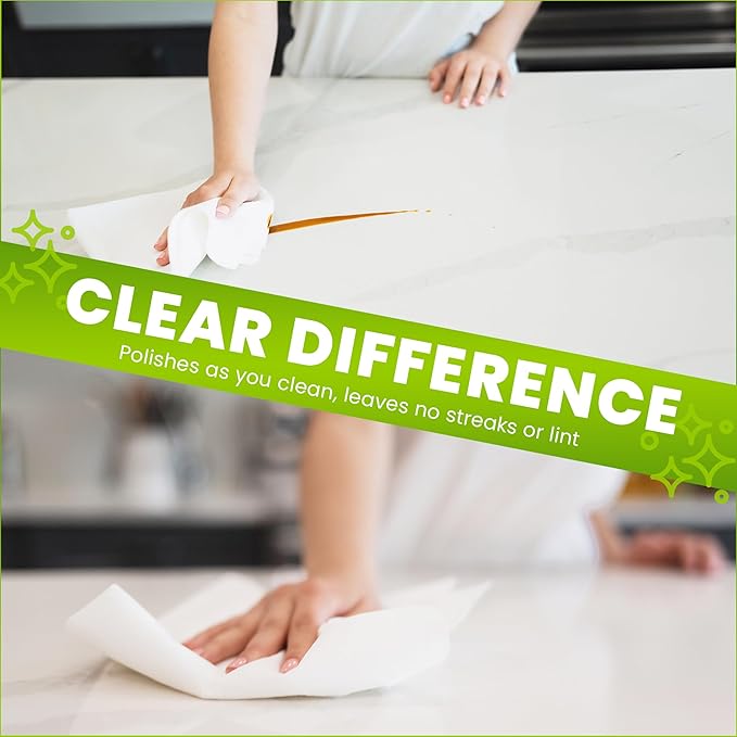 The White Green Cloth 10-Pack Reusable Cleaning Cloths for Streak-Free Windows, Mirrors & All-Purpose Cleaning – Chemical-Free, Absorbent, Non-Abrasive, 16" x 16" White Cleaning Rags, Made in The USA