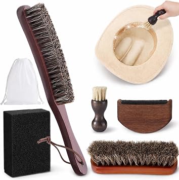 5 Pcs Felt Cowboy Hat Cleaning Brush Set, Horsehair Clothes Shoe Brush Kit