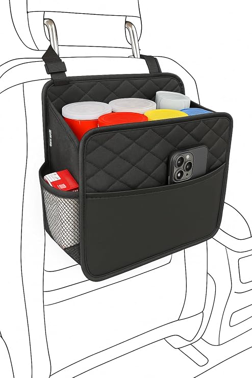 Witaxima Upgrade Car Seat Organizer Backseat with Storage Pockets, Multipurpose Car Organizer Hanging, Car Trash Bag Can
