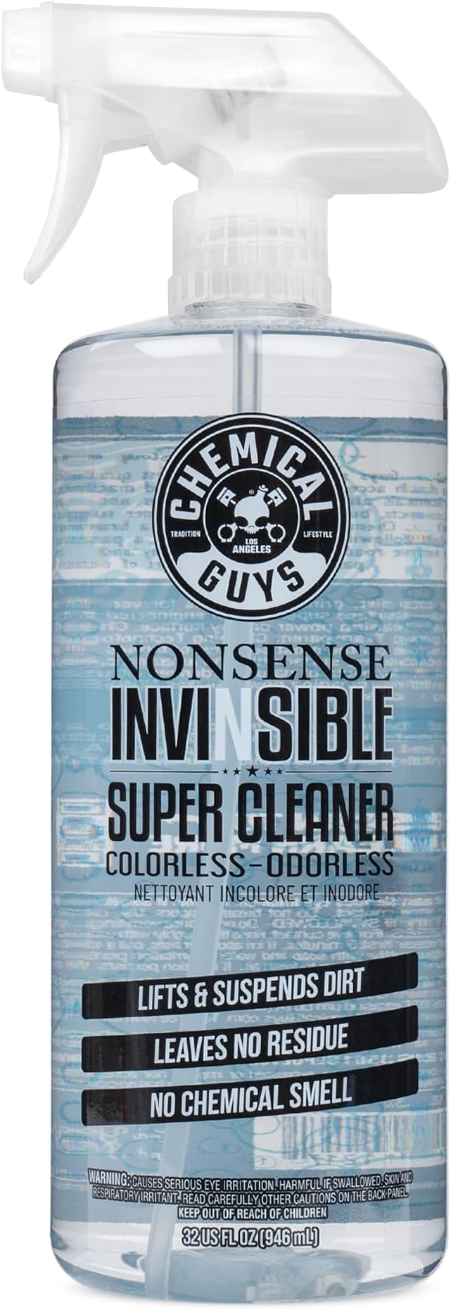 Chemical Guys Nonsense Colorless & Odorless All Surface Cleaner - Clear, Safe for Vinyl, Rubber, Plastic, Carpet, and Upholstery, pH Balanced, Residue-Free, Unscented, 32 oz Spray