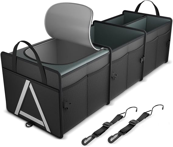 K KNODEL Trunk Organizer Storage with Cooler for Car and SUV (Large, Black)