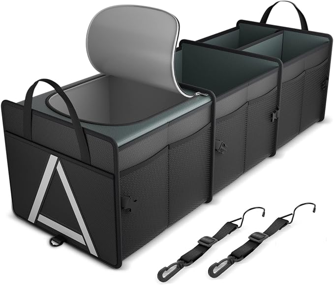 K KNODEL Trunk Organizer Storage with Cooler for Car and SUV (Large, Black)