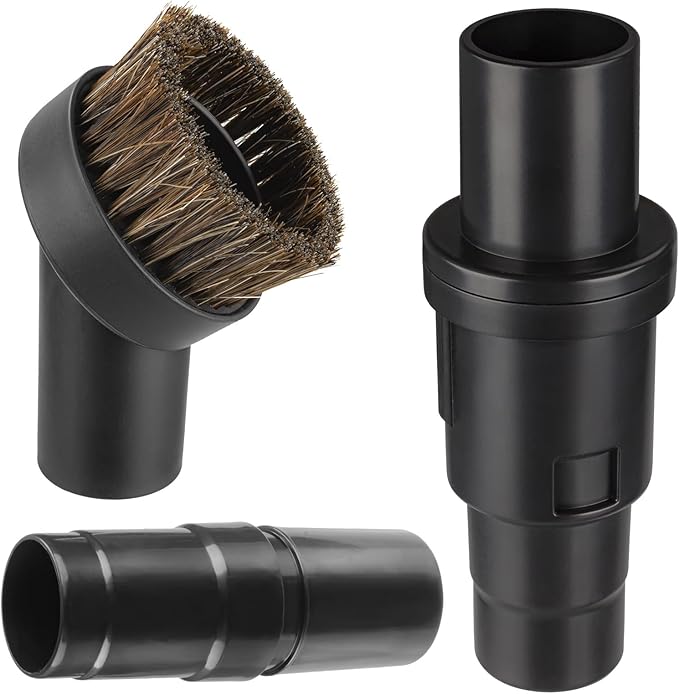 25mm Horse Hair Round Dust Brush, 1.25" Vacuum Brush Attachment with 2Vacuum Hose Adapter for Shark Vacuum Attachment and Most Household Vacuum Cleaners - 3 Pcs