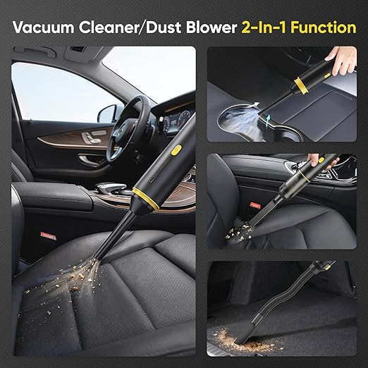 CROS Car Vacuum Cordless, 21000Pa Powerful Suction Handheld Cleaner for Car, Home & Pet Hair, 4-in-1 Portable Mini Vacuum with Multiple Attachments for Deep Cleaning, Type-C Rechargeable