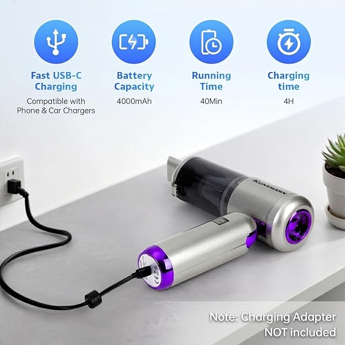 Bug Vacuum Catcher, Handheld Car Vacuum Portable Cordless, 17KPa High Power Suction, Air Duster & Inflator with Multi-Nozzles for Spider, Tent, Travel, Garden, 180° Foldable AeroVac Car Vacuum V15 Pro