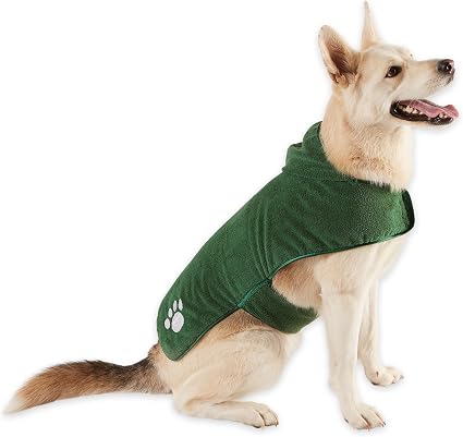 Bone Dry Pet Robe Collection Embroidered Absorbent Microfiber Bath Robe with Adjustable Closure, for Dogs & Cats, Large,