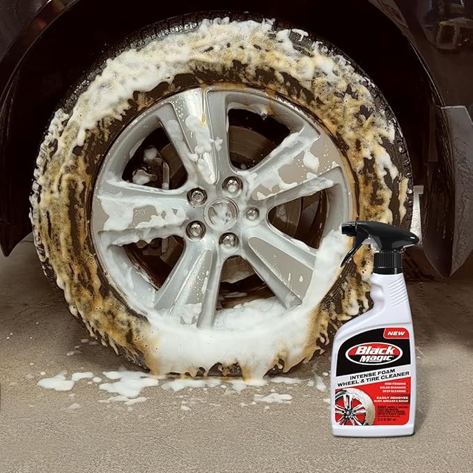 Black Magic 120228 Intense Foam Wheel & Tire Cleaner, High-Foaming Formula for Deep Cleaning, Removes Dirt, Grime & Brake Dust – Safe on All Wheels, 22 Fl Oz