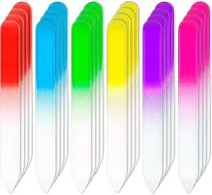 Honoson 24 Pack Crystal Glass Nail Files for Natural Nails, Double Sided