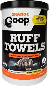 GOOP Orange Heavy Duty Ruff Towels with Scrubbing Power, 10” x 12” Dual Textured Multi-Purpose Cleaning Wipes, Removes D