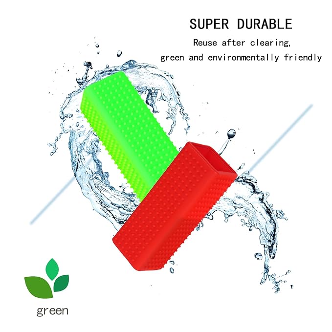 2pcs Pet Dog Cat Hair Remover, Pet Hair Removal Tool, Hollow Cleaner Brush for car，Interior, Furniture, Sofa (red and green)