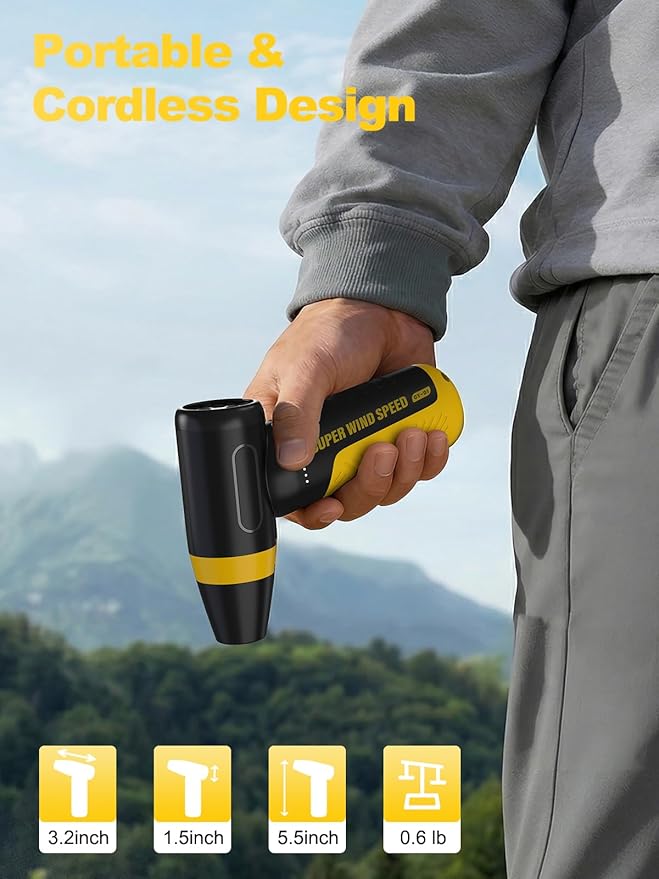 Electric Compressed Air Duster & Blower, 150000 RPM Super Power Adjustable Air Duster, 3 Speed Cordless Mini Blower, USB Rechargeable (5V/2A), Portable Dust Remover for Computer Keyboard Car