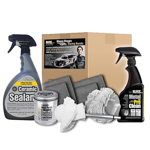 FLITZ Mason Maggio Racing Bundle - USA-Made Car Cleaning Kit - Includes 1lb Polish, 32oz Sealant, 16oz Metal Pre-Clean, 