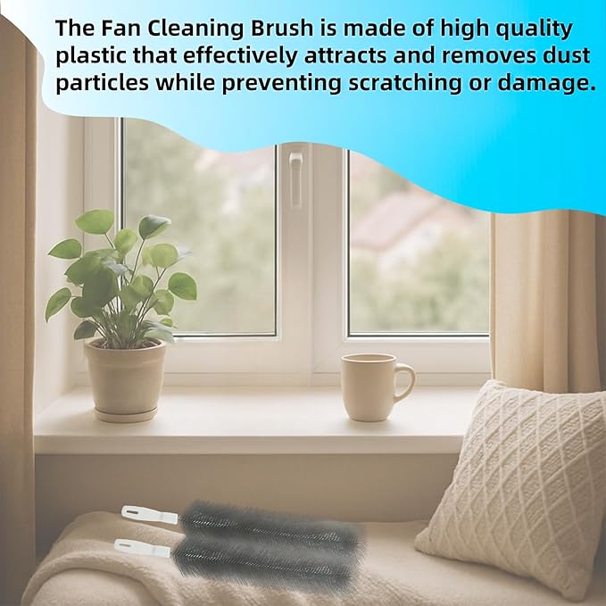 Fan Cleaning Brush, Bendable Fan Duster Fans Cleaner for Your Electric Fans Reusable Dust Cleaner Microfiber Head Dusting Brush for Air Conditioning, Home Car Vents, Curtain, Shutters 2 Pcs Grey