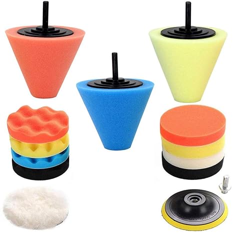 Car Buffers and Polishers Kit for Drill, 14Pcs Drill Polishing Wheel Foam Ball Buffing Pads Sponge Ball for Automotive C