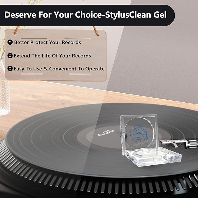Turntable Stylus Clean Gel - Premium Anti-Static & Zero-Dust Stylus Cleaner, Dirt and Debris Dry Cleaning Mixture for Vinyl Record Player Needle (Square-White)