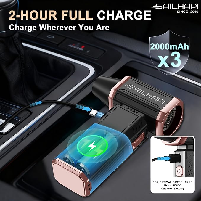 Compressed Air Duster 300000RPM, High-Speed Cordless Blower for Barber with Variable Speed, Electric Dust Blower for Keyboard, Car, PC, Hair Cut, Replaces Canned Air, Gifts for Men