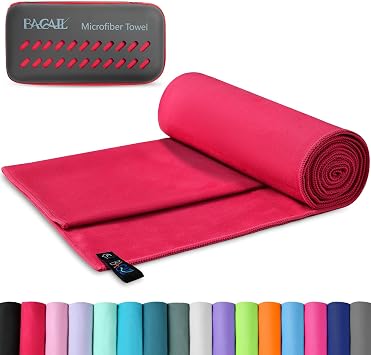 BAGAIL Camping Towel with EVA Case, Compact & Ultra Soft Microfiber Travel Towel - Super Absorbent & Lightweight Quick D