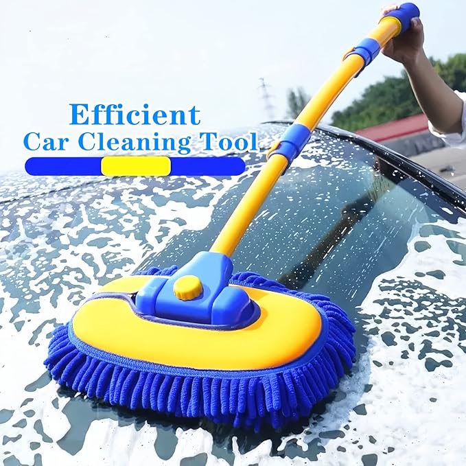 MVEQRRN Upgrade Car Wash Brush Mop with Long Handle, Car Washing Brush Kit with Scratch-Free Replacement Head