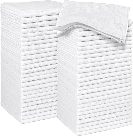 HOMEXCEL Microfiber Washcloths Towel Pack of 50, 12" x 12" Highly Absorbent and Soft Face Towels Wash Cloths for Bathroo