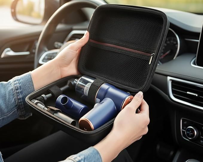 Hard Case for Handheld Car Vacuum Cleaner, Compatible with KMM LT-117C 9000Pa Car Vacuum Cleaner Air Duster, Portable Storage Carrying Bag, Black(Case Only)
