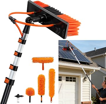 18FT Water Fed Pole Window Cleaning System & Solar Panel Cleaning Kit, Professional Window Washing Kit with Extension Po
