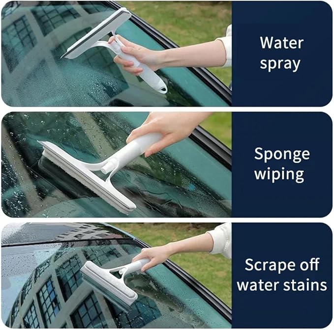 3 in 1 Window Cleaning Squeegee, Professional Multi-Function Window Squeegee with Sprayer for Shower Glass, Tile, Mirror Cleaning,Easy to Clean Cleaner Tool for Indoor Outdoor High Windows (Yellow)