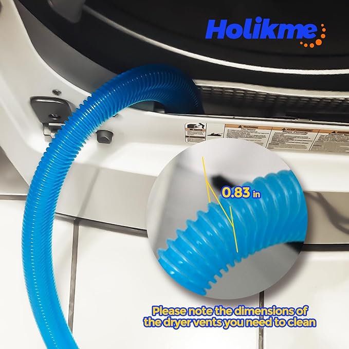 Holikme Dryer Vent Cleaner Kit Dryer Lint Vacuum Attachment Brush, Lint Remover, Dryer Vent Vacuum Hose Replacement Parts,Duct Cleaning,Blue