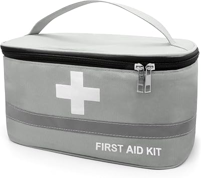 Faylapa Empty First Aid Bag, 10.2x5.5x5.5 inches Portable Outdoor First Aid Medical Storage Bag, Multi-Function Emergenc