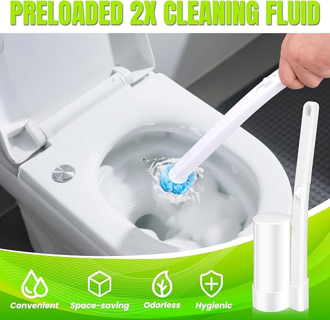 Disposable Toilet Brush, Toilet Wand Refills, Extended Handle with 54 Cleaner Refills Toilet Brush for Toilet Bowl Cleaners, Bathroom Cleaning(2-Set)
