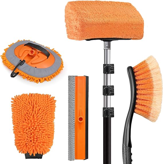 ARTIPOLY 20ft Reach Car Wash Brush with Long Handle-Car Cleaning Kit with 4-12FT Extension Pole, Ultimate RV,Truck Wash 