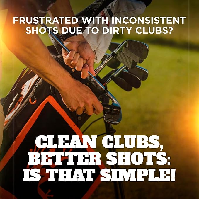 Frogger BrushPro Golf Club Cleaner with Ergonomic Grip and 2.5 ft. Retractable Cord - Sturdy Golf Club Brush and Groove Cleaner for Golfers