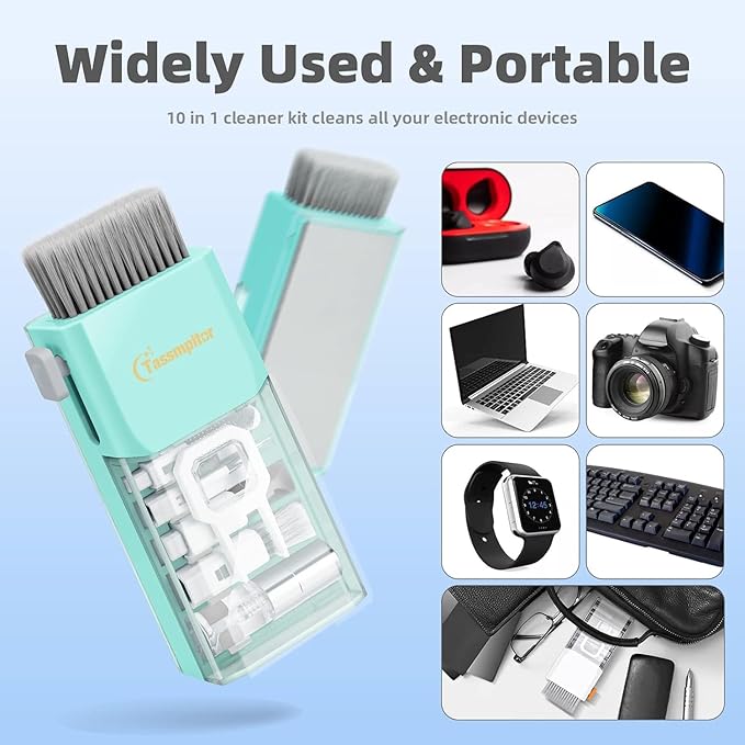 Tassmpitor Laptop Cleaning Kit, All in 1 Keyboard Cleaning kit for MacBook iPad iPhone, Compact Keyboard Cleaner with Brush and Spray for Tablet, Airpods, Earbud, Computer Screen, PC Monitor