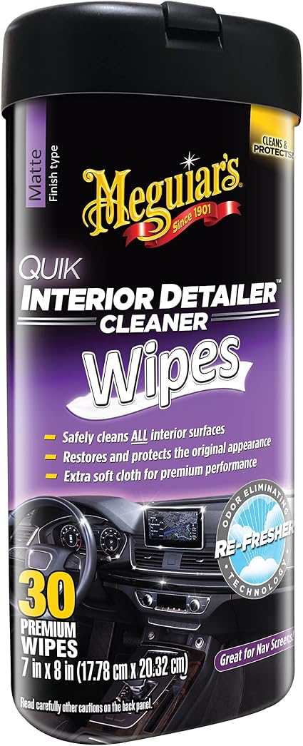 Meguiar's Quik Interior Detailer Wipes - This Non-Greasy Formula Cleans and Protects All Interior Surfaces - All Surface