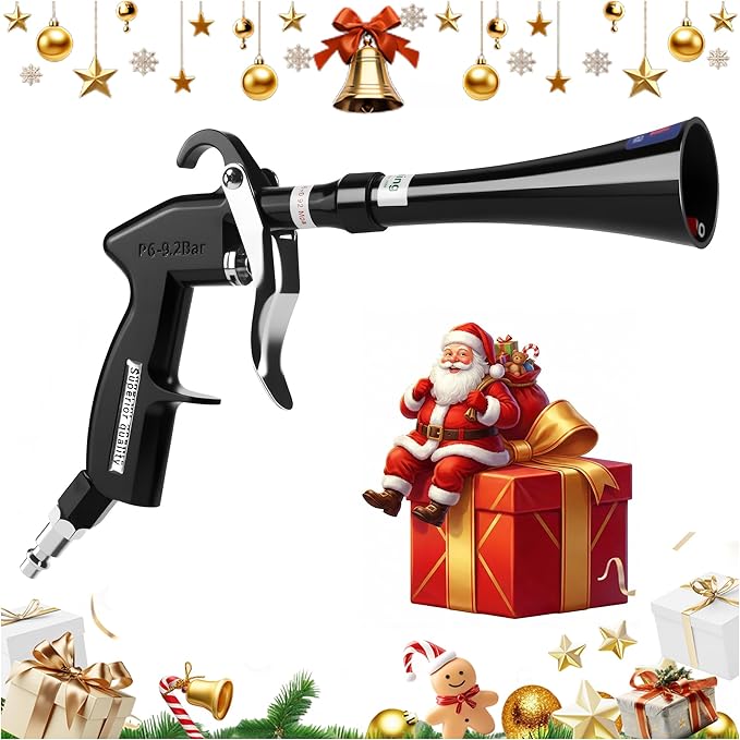 GOCCIDA Tornado Dry Cleaning Gun with Brass Adjustable Air Flow Nozzle,Air Blower Gun Quickly Blasts Dirt and Dust from Surface Works with Air Compressor Black