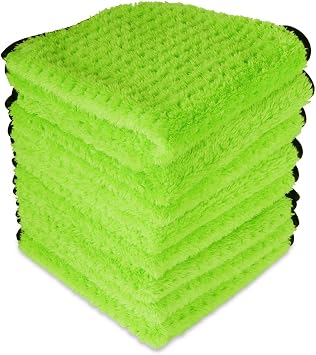 Liquid X Plush Waffle Weave Green Xtreme Microfiber Detailing Towel 16" x 16" Guaranteed Satisfaction (8 Pack)