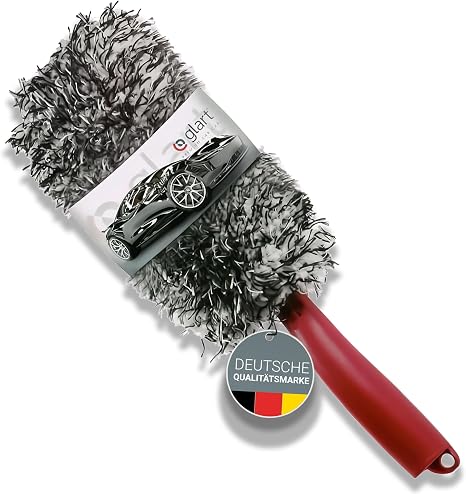 Glart 44FB2 Premium Microfiber Car Rim Brush with Removable Cover for Expensive Rims - Car Care for Alloy Rims, Use Befo