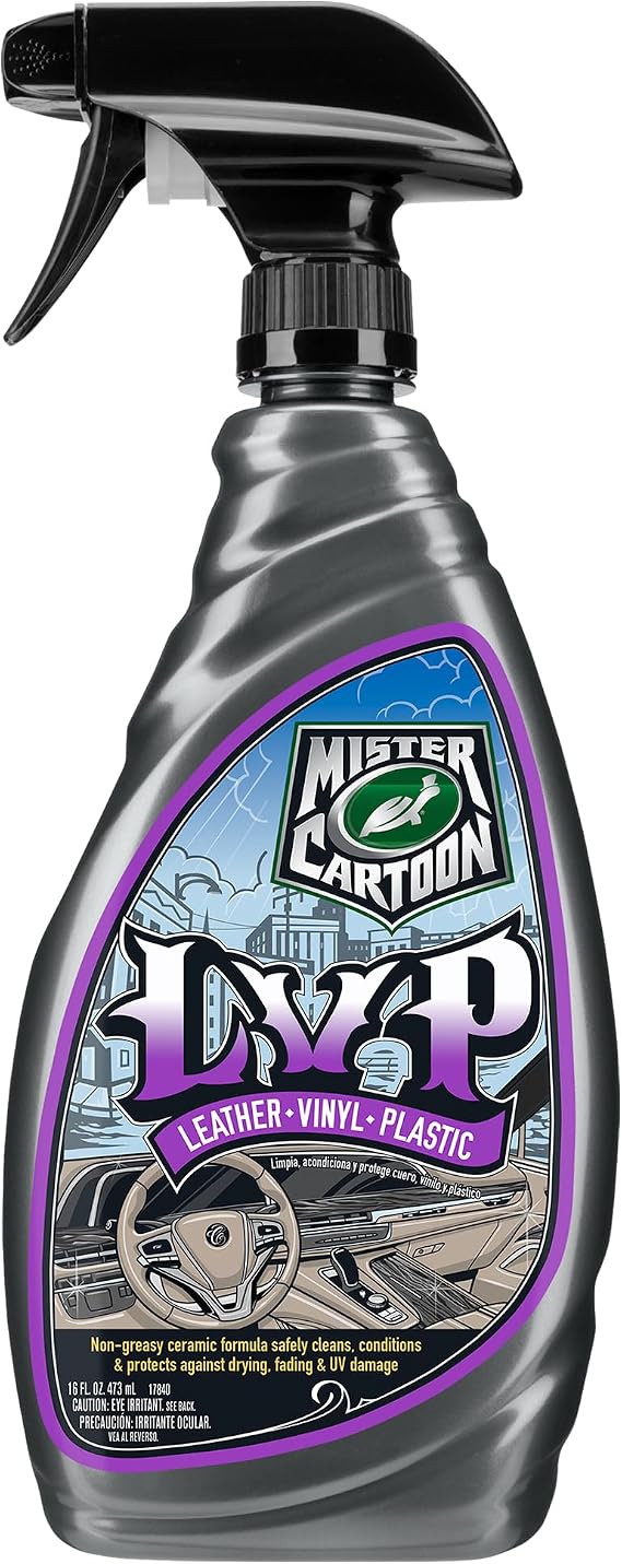 Turtle Wax X Mister Cartoon 54255 LVP- Leather, Vinyl, Plastic Cleaner and Protectant, 1-Step Solution Cleans, Protects 
